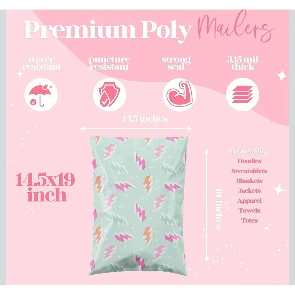 Designer Poly Mailer Variety Pack Heavy Duty Waterproof Self Seal Shipping Bags